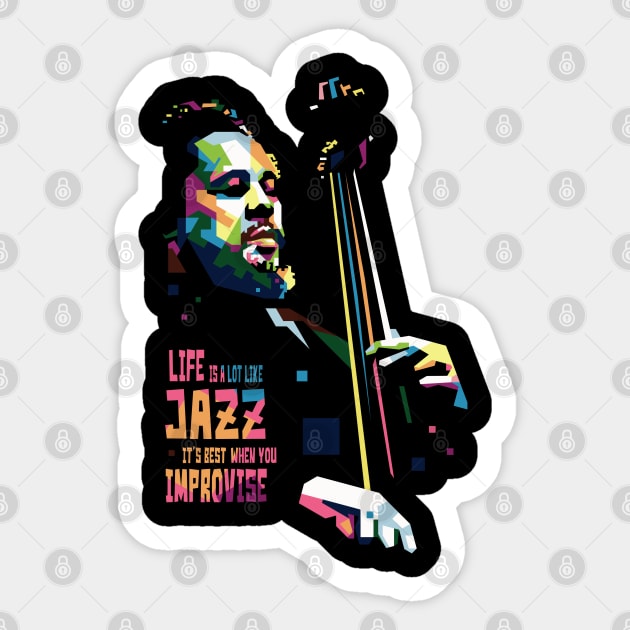 jazz bassist quote wpap pop art Sticker by BAJAJU